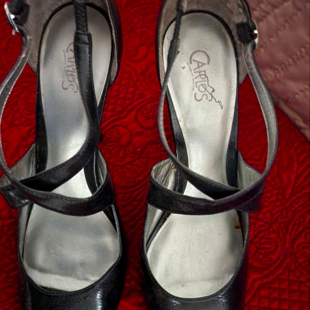 Carlos Santana black patent leather dress heels 8 1/2 M
